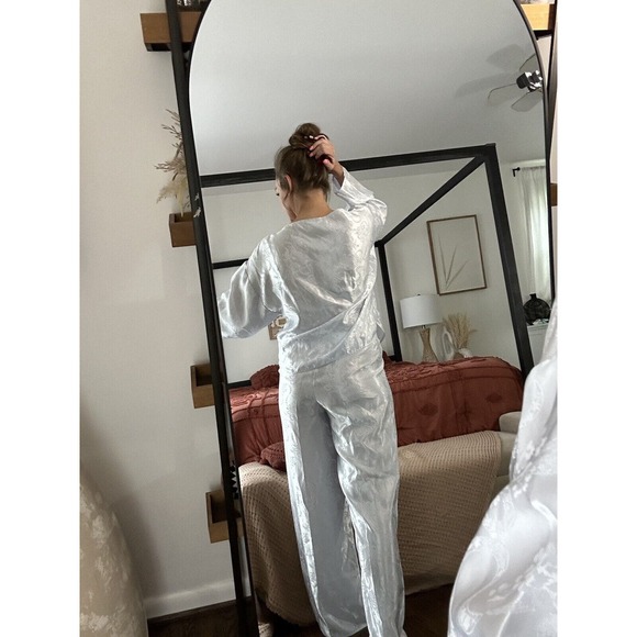 Vintage Jessica McClintock Gunne Sax Size M/L Silky Glossy Wet Look Pajama Set - Picture 5 of 7